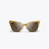 Tory Burch Miller Clubmaster Sunglasses In Tory Horn/dark Brown