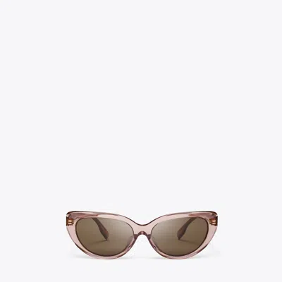 Tory Burch Miller Cat-eye Sunglasses In Transparent Light Pink/dark Brown