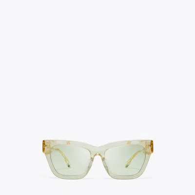 Tory Burch Miller Cat-eye Sunglasses In Transparent Pinot/dark Green