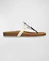 Tory Burch Miller Cloud Womens Leather Thong Footbed Sandals In Spring Lavender / Perfect Black / New Iv