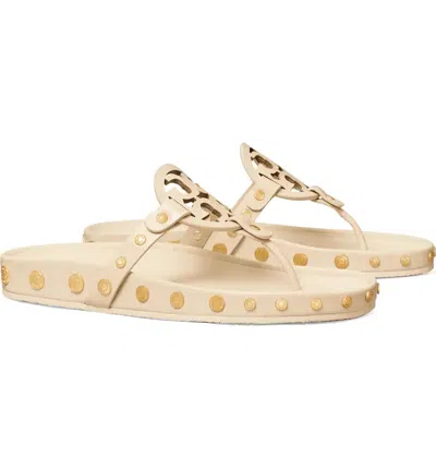 Pre-owned Tory Burch Miller Cloud Coin Leather Sandal Cream Us 6 7 7.5 8 8.5 Authentic In White