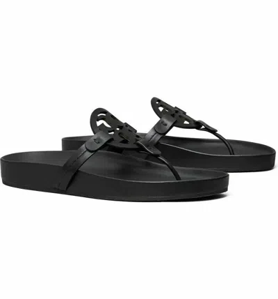 Pre-owned Tory Burch Miller Cloud Leather Sandal Black Us 7 7.5 8 8.5 9 9.5 Authentic