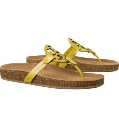 Pre-owned Tory Burch Miller Cloud Leather Sandal Lemon Lime Us 6.5 7 7.5 8 8.5 9 9.5