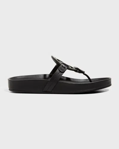 Tory Burch Miller Cloud Leather Thong Sandals In Perfect Black  Perfect Black