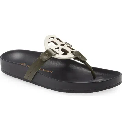 Pre-owned Tory Burch Miller Cloud Sandal Leccio Ivory Black 6 6.5 7 7.5 8 8.5 9 9.5 10 In Multicolor