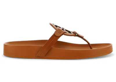 Pre-owned Tory Burch Miller Cloud Sandals (women's) Sneakers In Bourbon Miele/tan