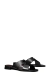 Tory Burch Miller Leather Crisscross Flat Sandals In Perfect Black