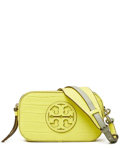 Tory Burch Miller Croc-embossed Leather Mini Crossbody Bag In Yellow