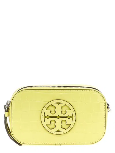 Tory Burch 'miller Croc Embossed Mini' Crossbody Bag In Yellow