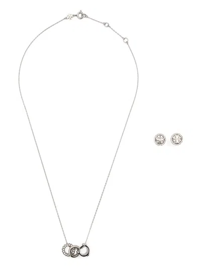 Tory Burch Miller Crystal-embellished Necklace And Earring Set In Metallic