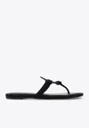 Tory Burch Miller Pave Logo Thong Sandals In Black
