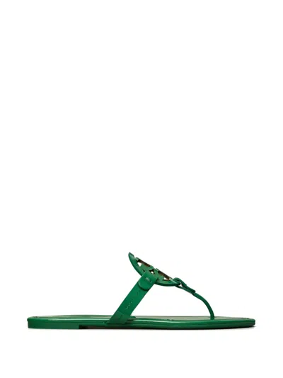 Tory Burch Miller Double T Slides In Green