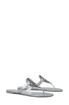 Tory Burch Miller Soft Leather Thong Sandals In Silver