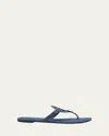 Tory Burch Miller Denim Logo Thong Sandals In Blue