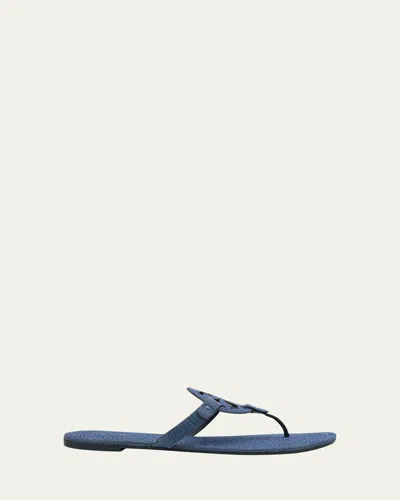TORY BURCH MILLER DENIM LOGO THONG SANDALS