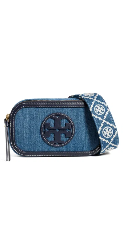 Tory Burch Miller Denim Mini Crossbody Bag Denim Multi In Denim Multi/gold