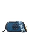 Tory Burch Mini Miller Denim Crossbody Bag In Denim Multi/gold