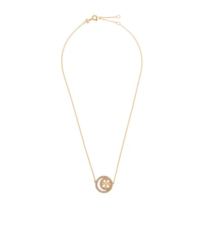 Tory Burch Miller Double Ring Pendant Necklace In Yellow