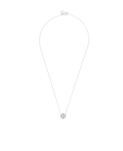Tory Burch Miller Double T Crystal Necklace In White