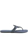 Tory Burch Miller Denim Logo Thong Sandals In Blue