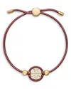 Tory Burch Miller Double T Slider Bracelet In Rhodium Plated In Brown