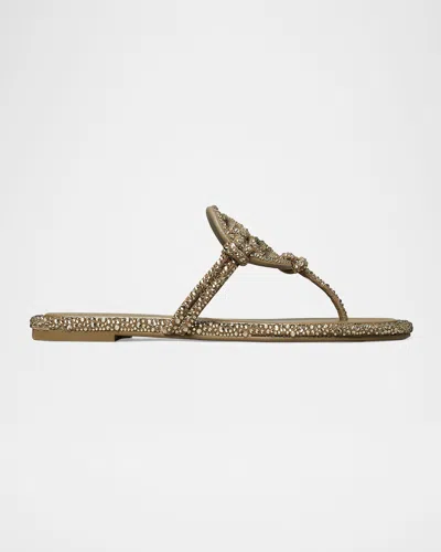 TORY BURCH MILLER EMBELLISHED MEDALLION FLAT THONG SANDALS