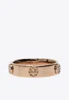 Tory Burch Miller Embossed Logo Ring In Rose Gold