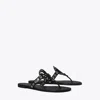 Tory Burch Miller Eyelet T-strap Flat Sandals In Black