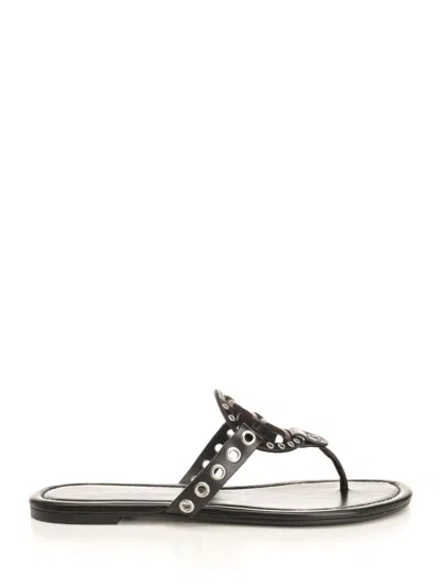 Tory Burch Miller Eyelet Sandal In Black