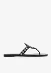 Tory Burch Miller Eyelet T-strap Flat Sandals In Black