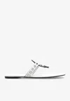 Tory Burch Miller Eyelet T-strap Flat Sandals In White