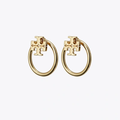 Tory Burch Miller Front-back Earring In Tory Gold