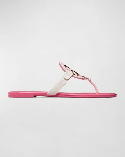 Tory Burch Miller Glossy Logo Thong Sandals In Strawberries N' Cream