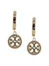 Tory Burch 'miller' Gold-colored Hoop Earrings With Crystals In Brass Woman