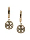 Tory Burch 'miller' Gold-colored Hoop Earrings With Crystals In Brass Woman