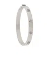 Tory Burch Silver Logo Bangle Bracelet In White