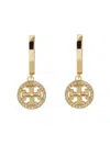 Tory Burch 'miller' Gold-colored Hoop Earrings With Crystals In Gold