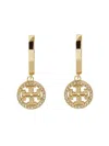 Tory Burch 'miller' Gold-colored Hoop Earrings With Crystals In Gold