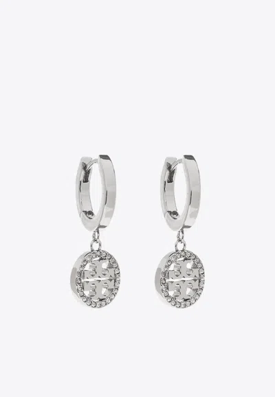 Tory Burch Miller Hoop Earrings In Silver