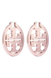 Tory Burch Miller Hoop Earrings In Tory Silver/pink