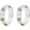 Tory Burch Miller Stud Huggie Earring In Metallic