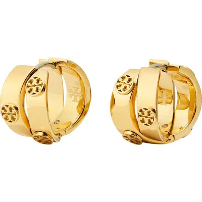 Tory Burch Miller Icon Double Huggie Hoop Earrings In Gold