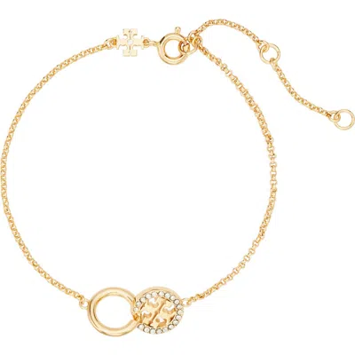 Tory Burch Miller Interlock Pavé Chain Bracelet In Gold