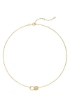Tory Burch Miller Interlock Pavé Pendant Necklace In Gold