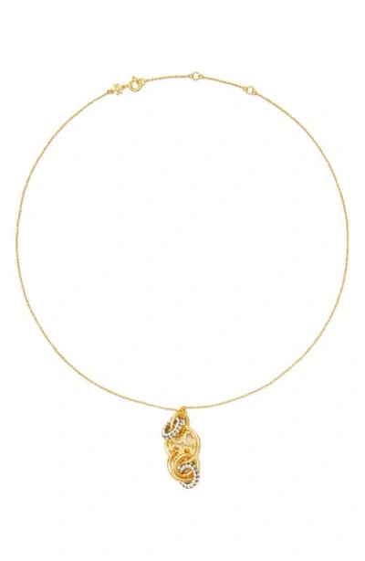 Tory Burch Miller Interlocking Pendant Necklace In Gold