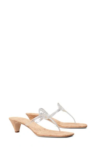 Tory Burch Miller Jelly Kitten-heel Sandals In Silver