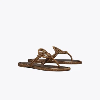 Tory Burch Miller Knotted Crystal Flip Flop In Brown