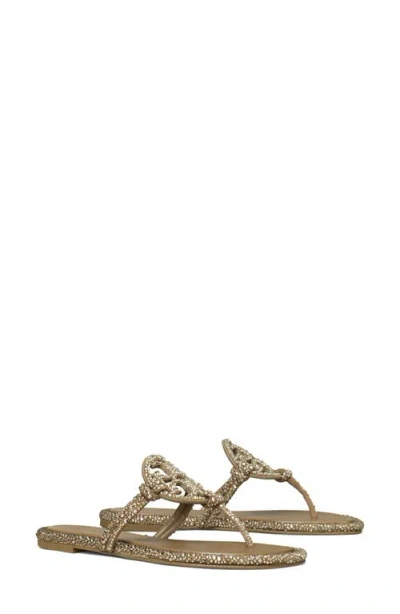 Tory Burch Miller Knotted Crystal Sandal In Dark Clay