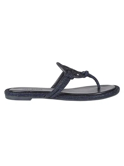 Tory Burch Miller Crystal-embellished Thong Sandals In Navy