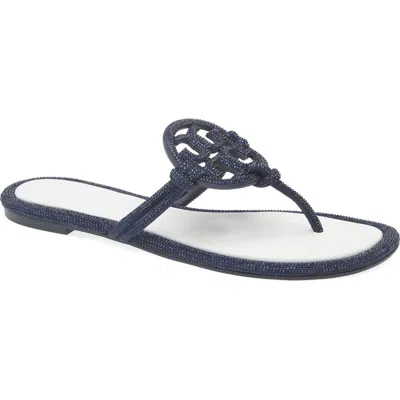 Tory Burch Miller Knotted Pavé Knotted Sandal In Blue